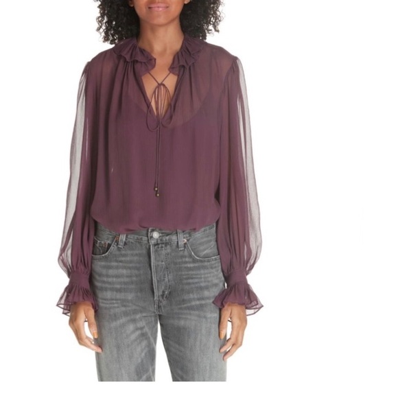 [Ralph Lauren]  Silk Peasant Blouse - Picture 1 of 8